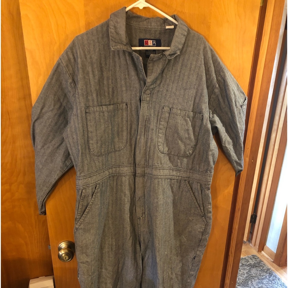 Men’s Heavy Duty Coveralls sz XL Herringbone pattern lots of life left